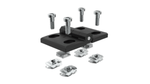 Rasterschanier mit Zentirerteilen aus dem Robotunits Schutzzaunsystem Zubehör