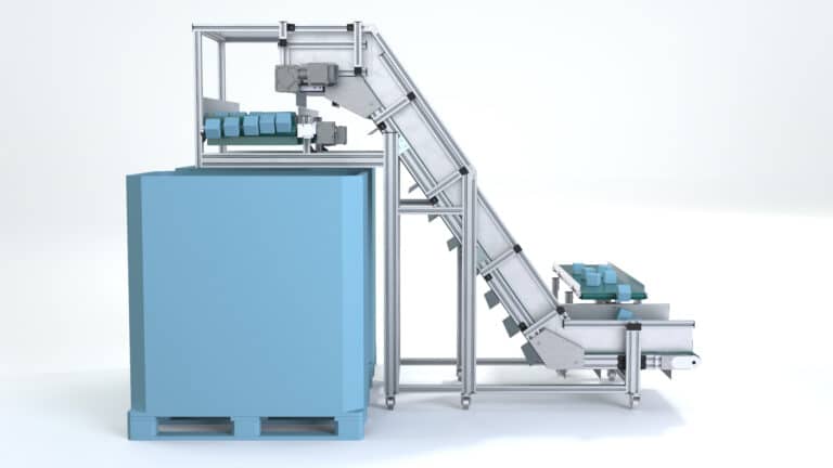 L-Förderer als Steigförderer zum Transport von Schüttgut in Seitenansicht