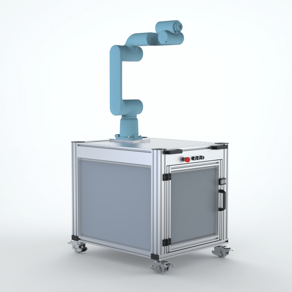 Einfache Robotunits Cobot Station mit Fanuc Robot Aufbau