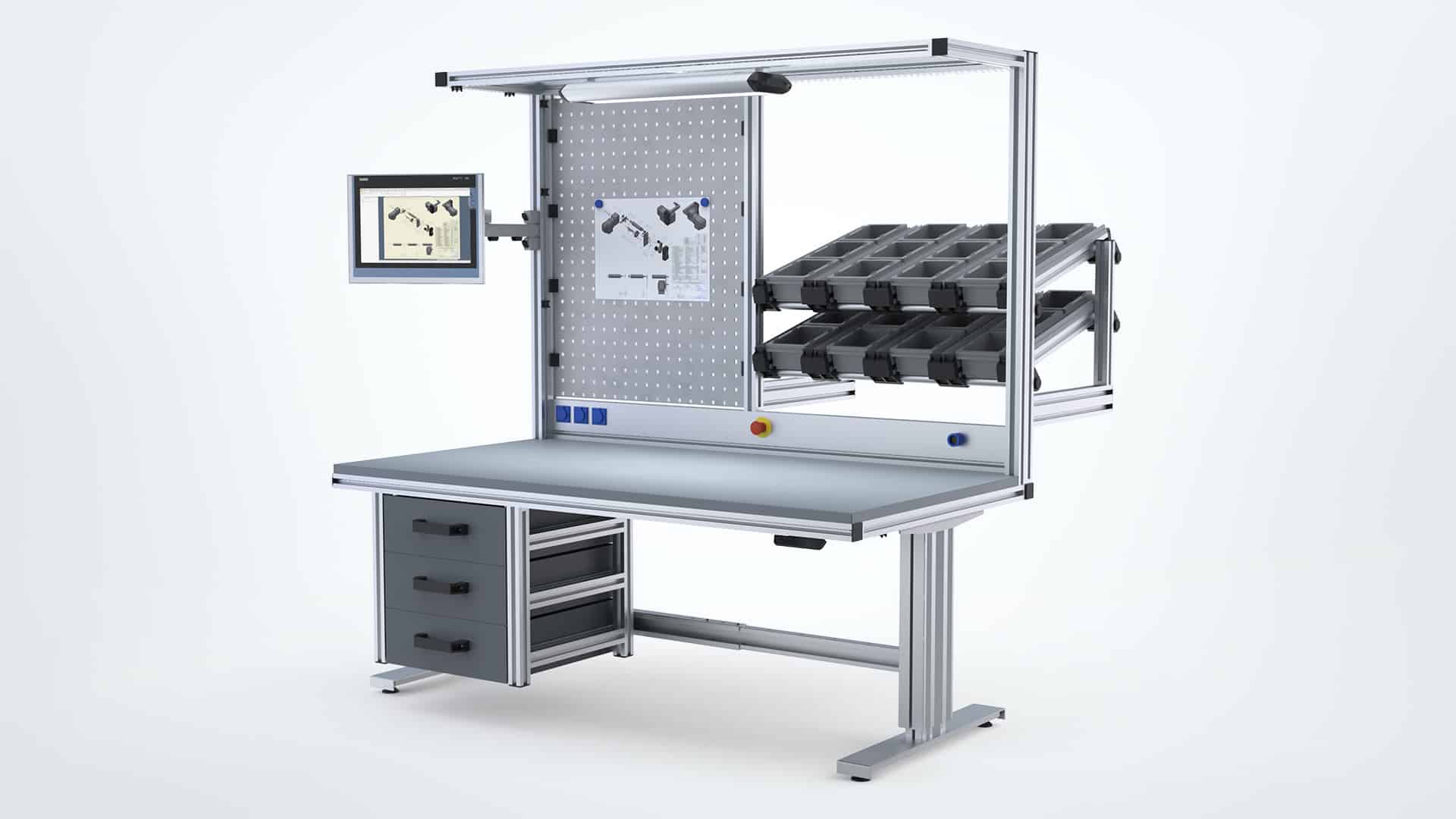 Arbeitstische und Materialbereitstellung